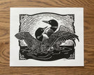 'Loons' lino print