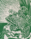 'Columbia Spotted Frog' lino print