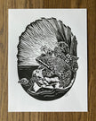 'Columbia Spotted Frog' lino print