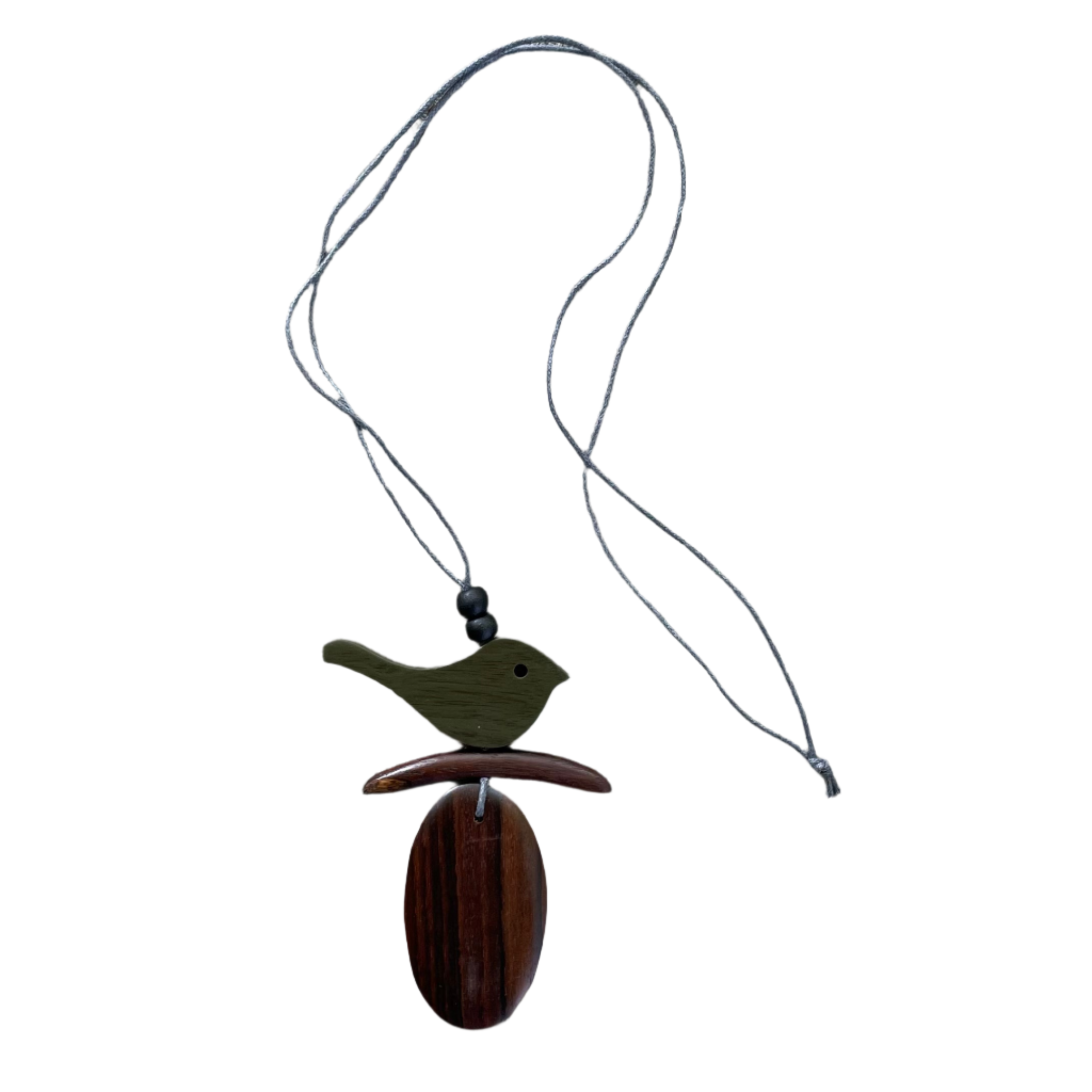 Wooden Bird on a Branch Necklace