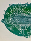 'Walleye' lino print