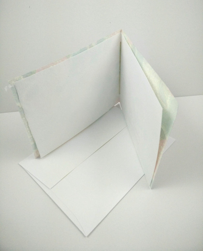 Handsewn Chiyogami Cotton Rag Blank Card | Gold Chrysanthemums