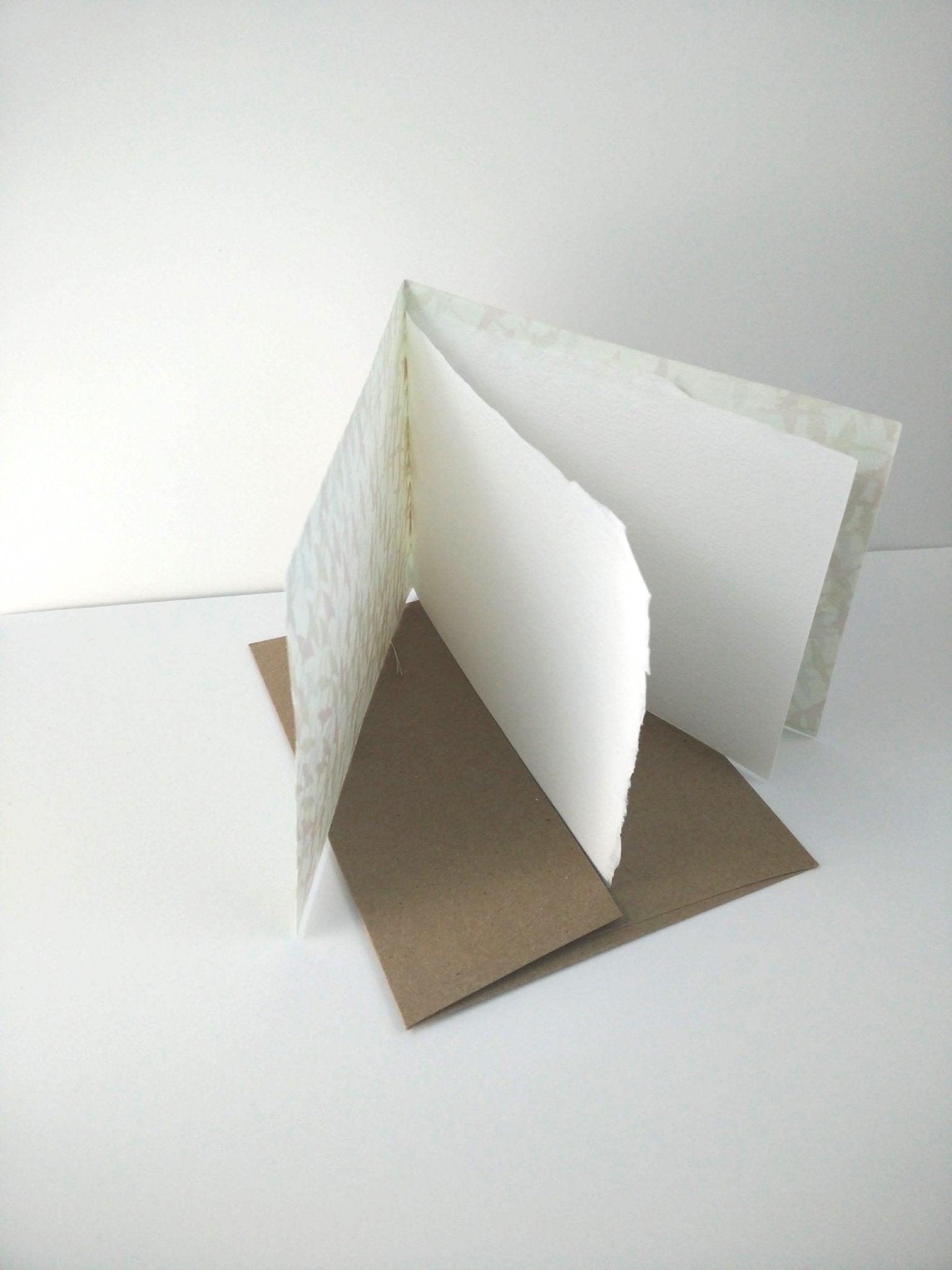 Handsewn Chiyogami Cotton Rag Blank Card | Metallic birds