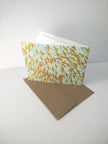 Handsewn Chiyogami Cotton Rag Blank Card | Metallic birds