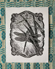 'Green Darner Dragonfly' lino print