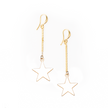 Drop Chain Star Earring In Gold Plate