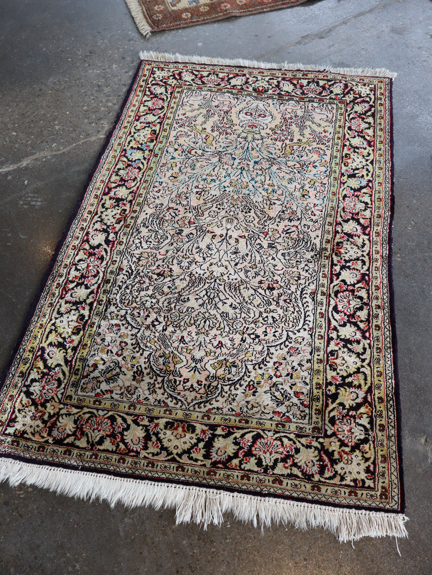 On Hold - Persian Qum Pure Silk Rug | 2' 7