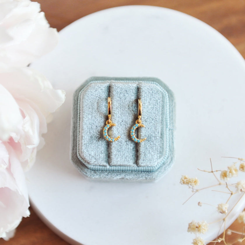 Turquoise Crescent Moon Huggies