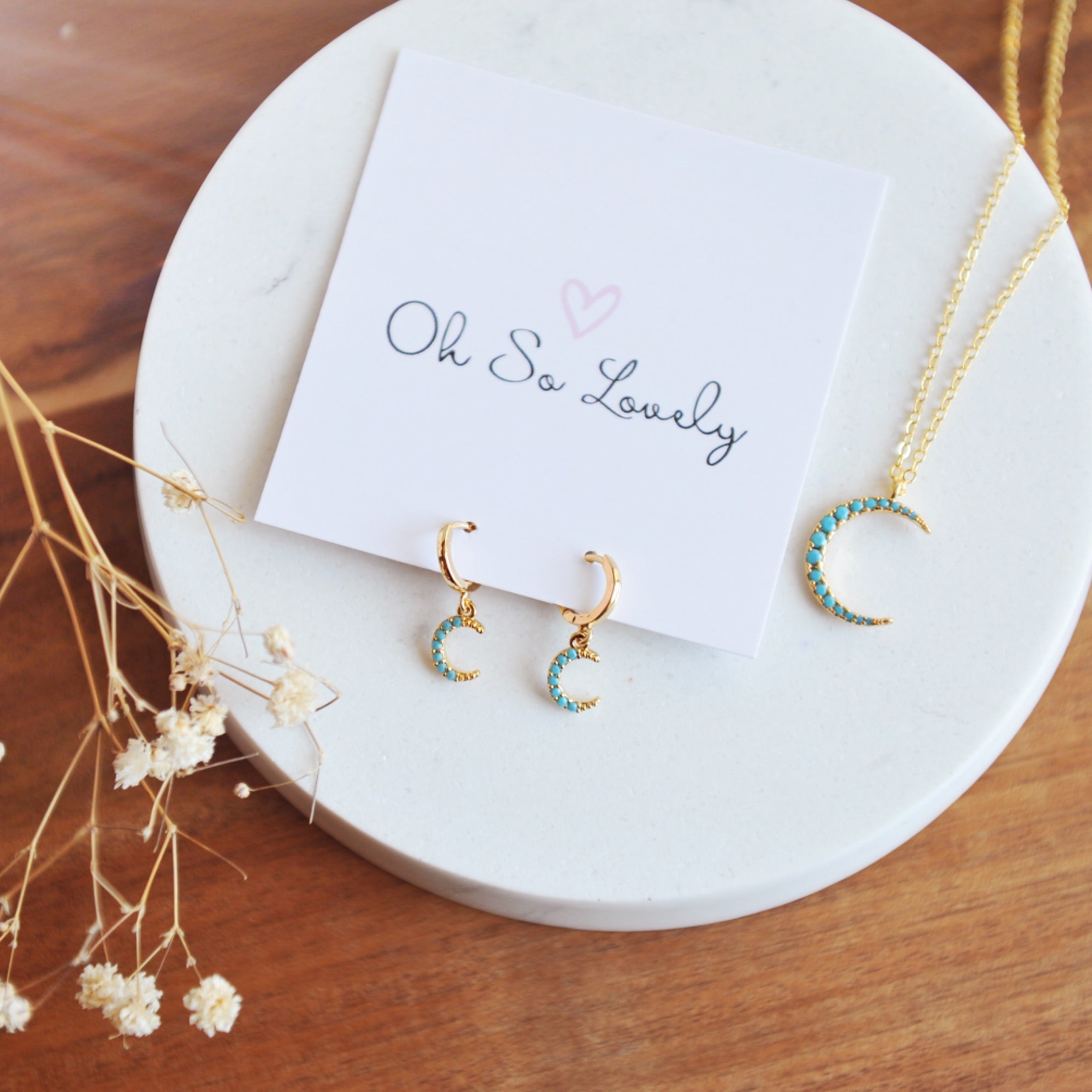 Turquoise Crescent Moon Huggies