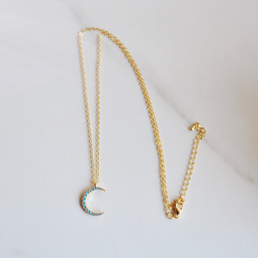 Turquoise Crescent Moon Necklace