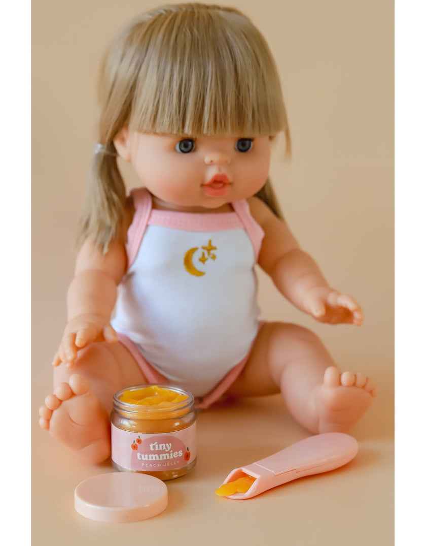 Tiny Tummies Peach Jelly Food Jar and Spoon Set - Tiny Harlow