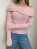Off shoulder-Pink- Sweater