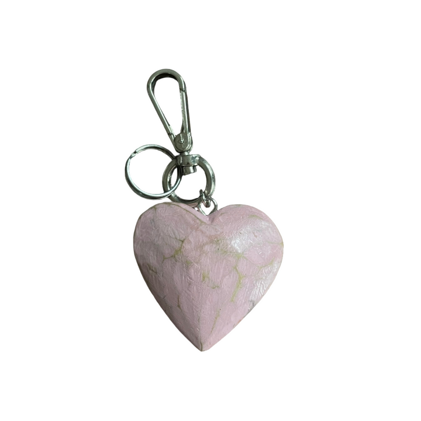 Hand Carved Heart Keychain