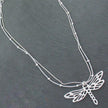 Double Strand Necklace With Dragonfly Pendant In Silver Plate