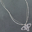 Double Strand Necklace With Elephant Pendant In Silver Plate