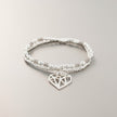 Double Strand Bracelet With Heart Pendant In Silver Plate