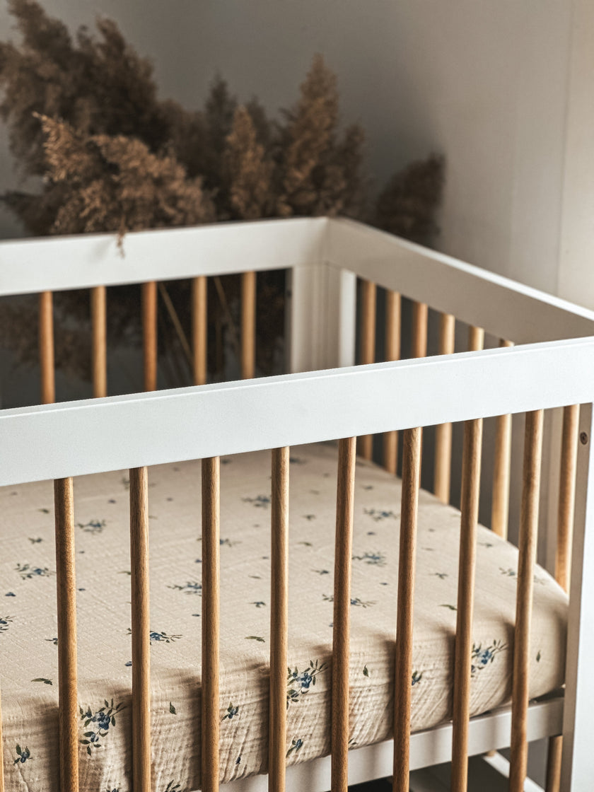 Organic Cotton Muslin Crib Fitted Sheets - Blueberry