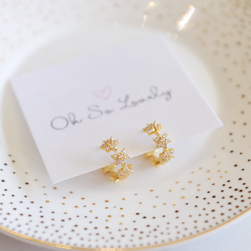 Calista Crystal Flower Hoop Earrings