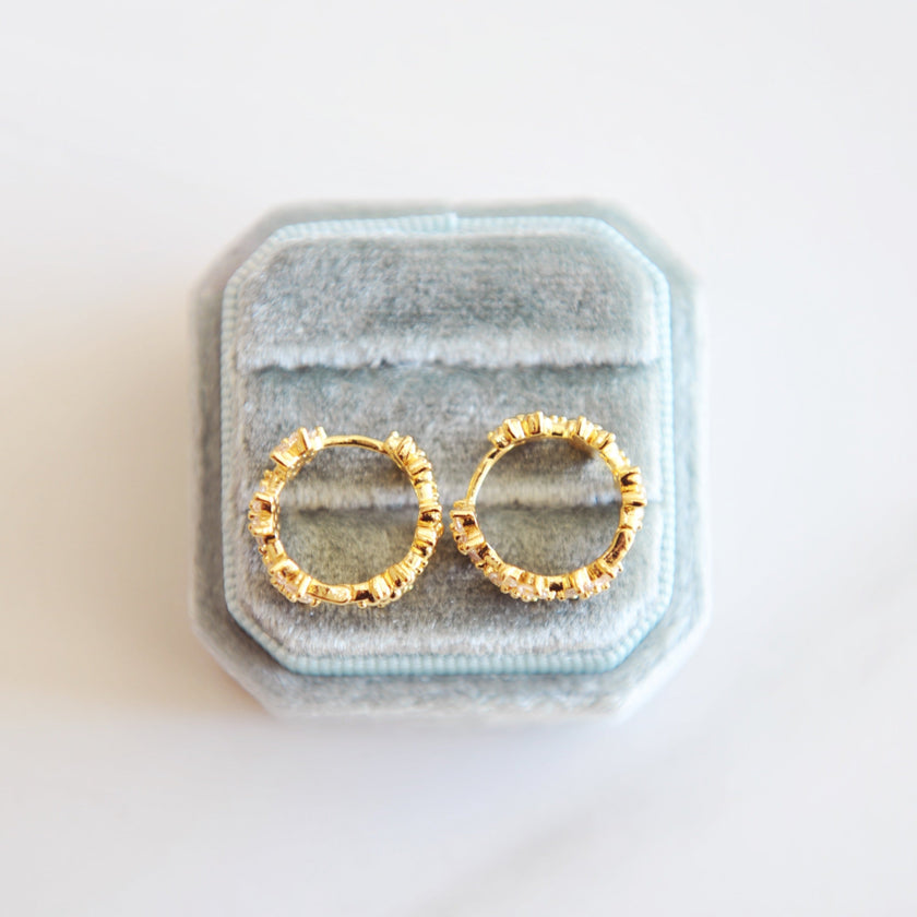 Calista Crystal Flower Hoop Earrings