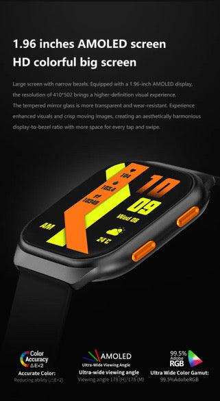 TUTT AMOLED Screen Smartwatch | Always-On Display | Health & Fitness Tracker | YOKO | IP68 Men & Women Smartwatch (Two Straps)