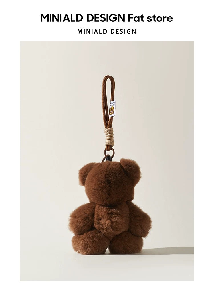 Fur brown bear bag charm [pre order]