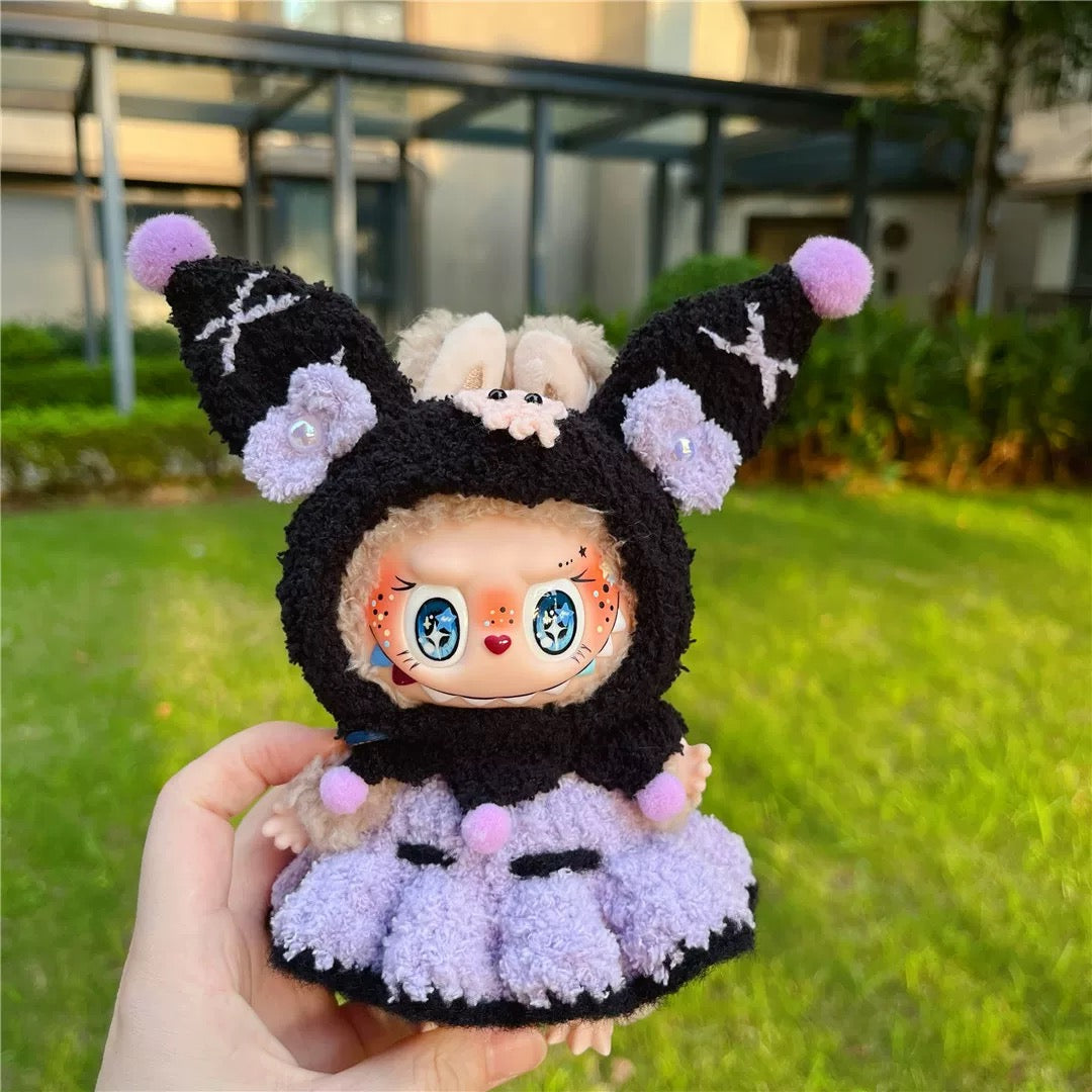 [pre order] Handmade Labubu Outfit- kuromi edition
