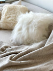 Square Natural Sheepskin Pillow - White