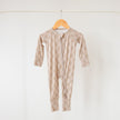 Taupe Checkerboard Bamboo Zippered Romper