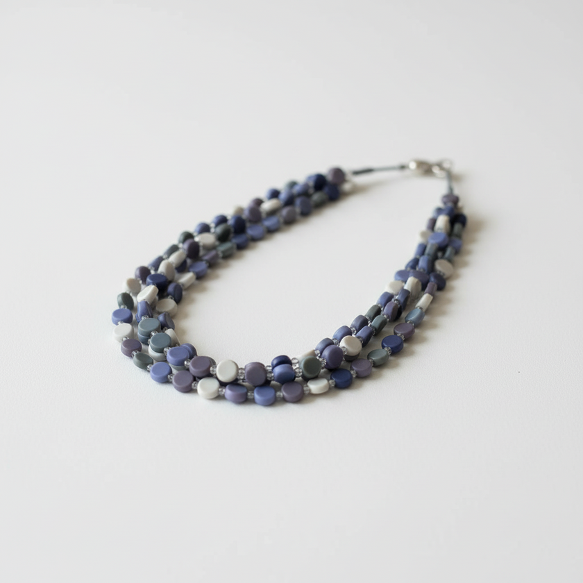 Resin & Glass Bead Disc Necklace