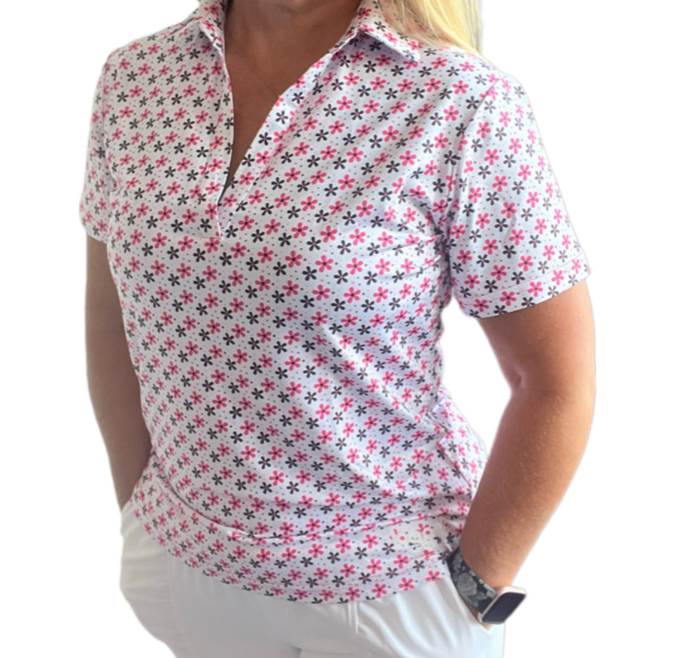 Clearance Assorted Women's Classic V- neck, sleeved Polos, loose fit.