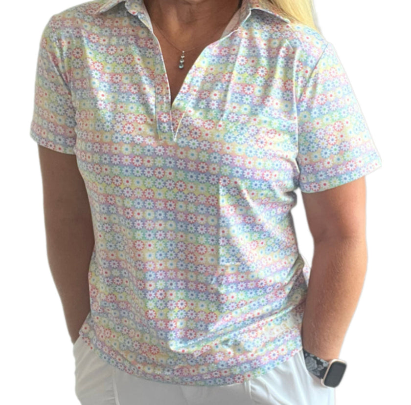 Clearance Assorted Women's Classic V- neck, sleeved Polos, loose fit.
