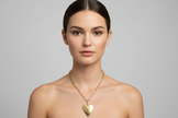 Short Chainlink Heart Pendant Necklace - Gold Stainless Steel