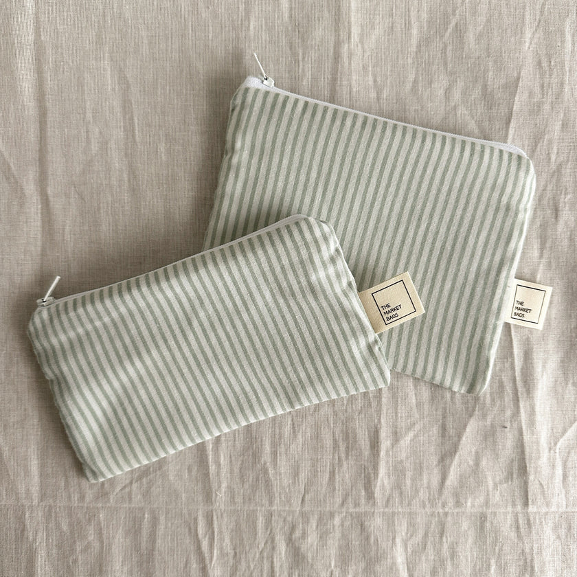 Water Resistant Snack Bag - Sage Stripes