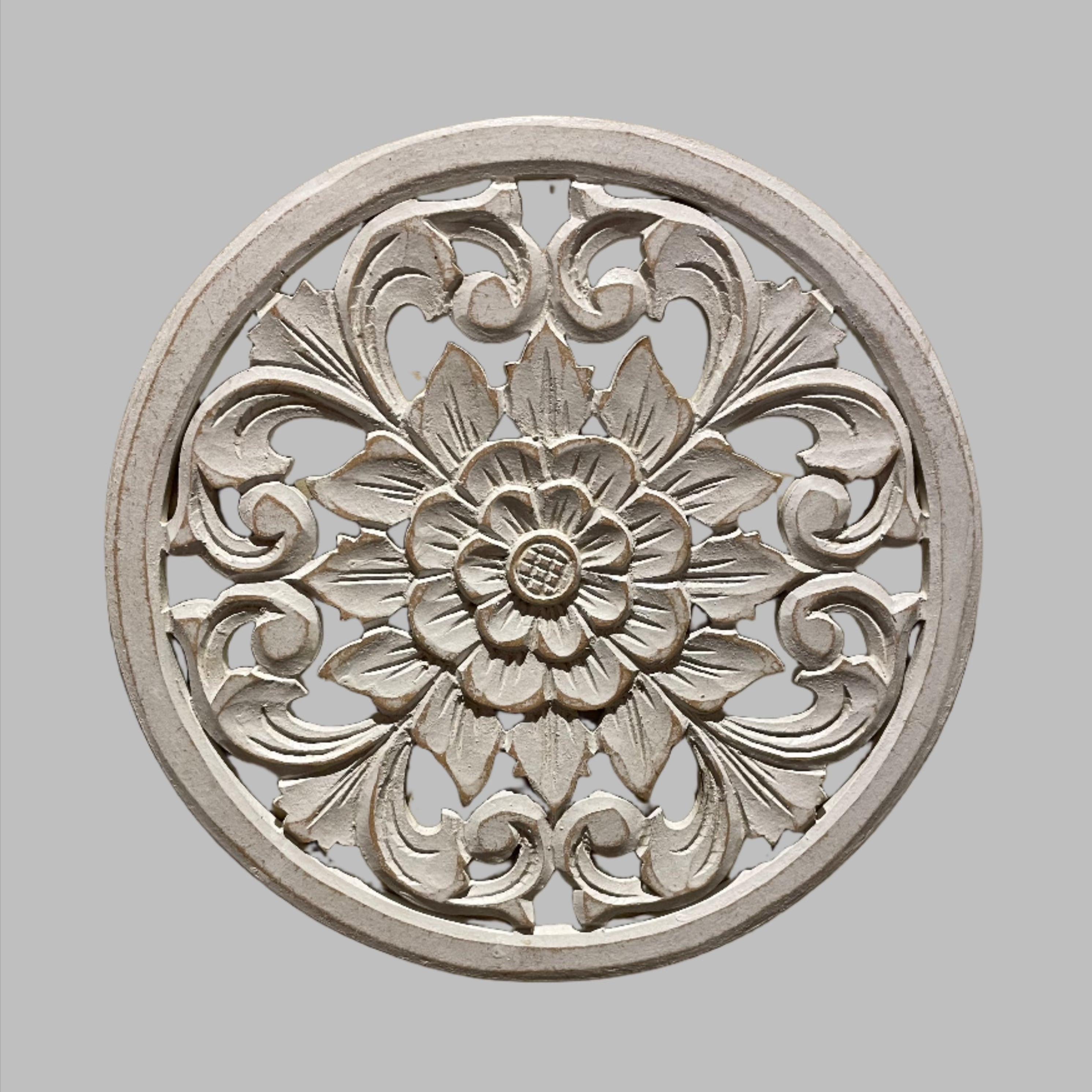 Wooden Round Carved Flower