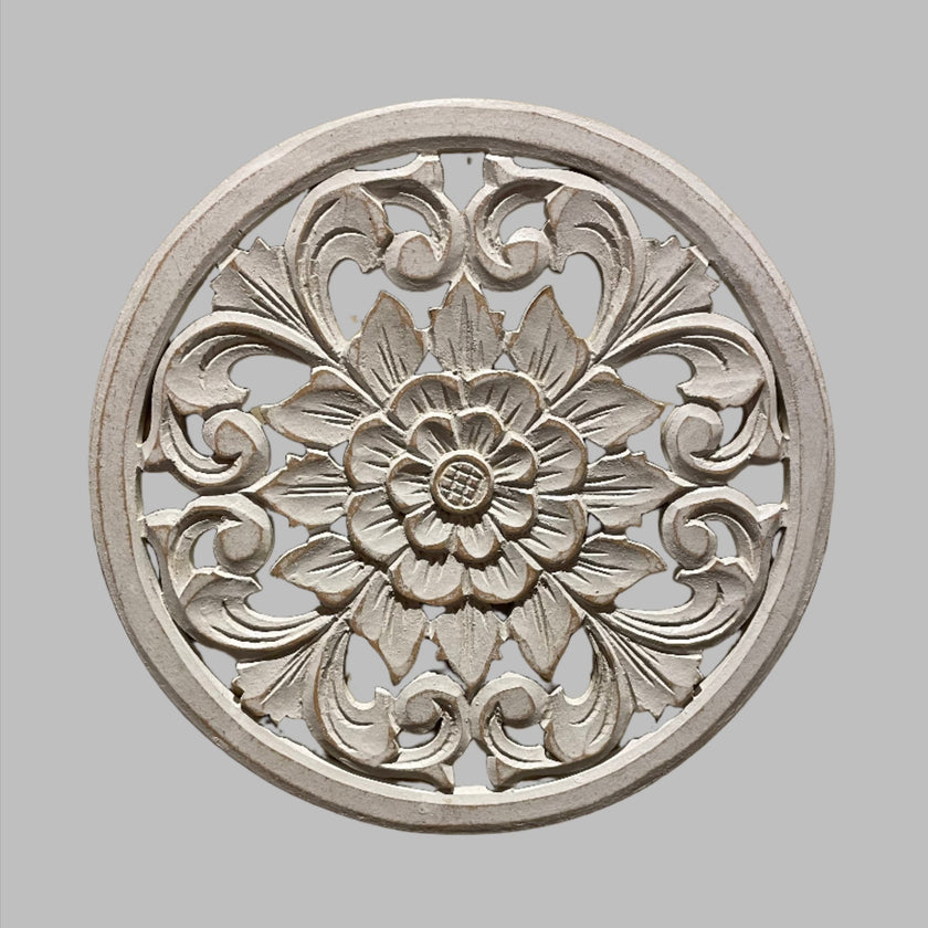 Wooden Round Carved Flower