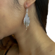 Textured Leaf Earrings - Silver Plate