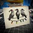 Three Pigeons Slaying Holiday Card | LINOCUT CARD