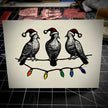 Three Pigeons Slaying Holiday Card | LINOCUT CARD