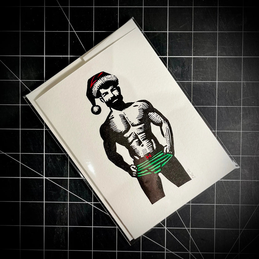 Hoe Hoe Hoe Holiday Card | LINOCUT CARD