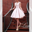 Taffeta Prom Deep V-Neck with Beading Short Dress