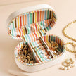 Embroidered 'Ciao Bella' Oval Travel Jewellery Case