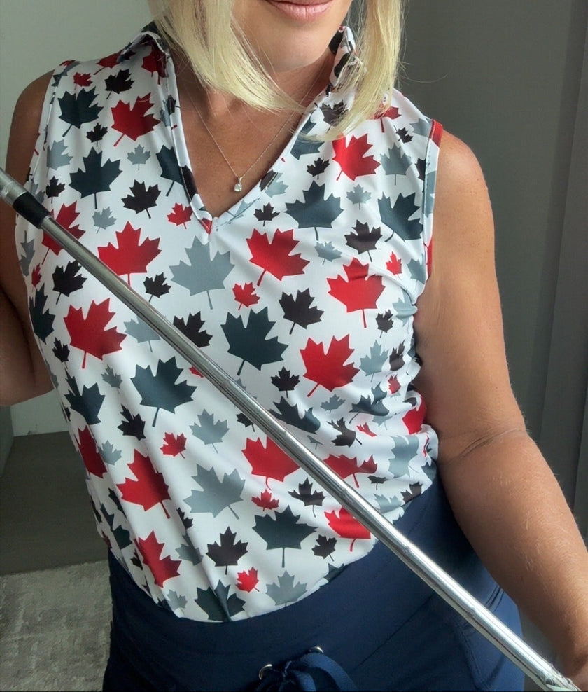 2026 Canada EH? Women's Racer Back Golf Collared Polo