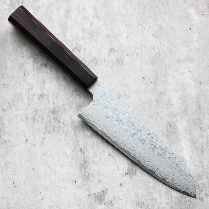 Nigara Hamono Tsuchime Damascus Santoku 170 mm