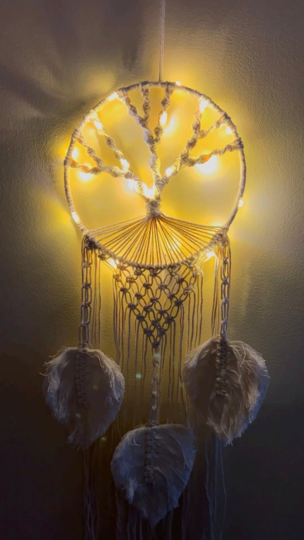 Macrame wall hangings with led lights