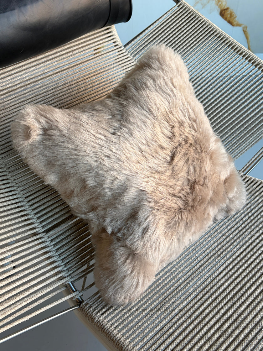 Square Shorn Nude Icelandic Sheepskin Pillow Cover