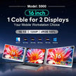 TUTT 16” Dual Portable Monitor | Single Cable Connection | 16:10 Ratio IPS, Stand-Alone Design | Windows, MacBook | S900