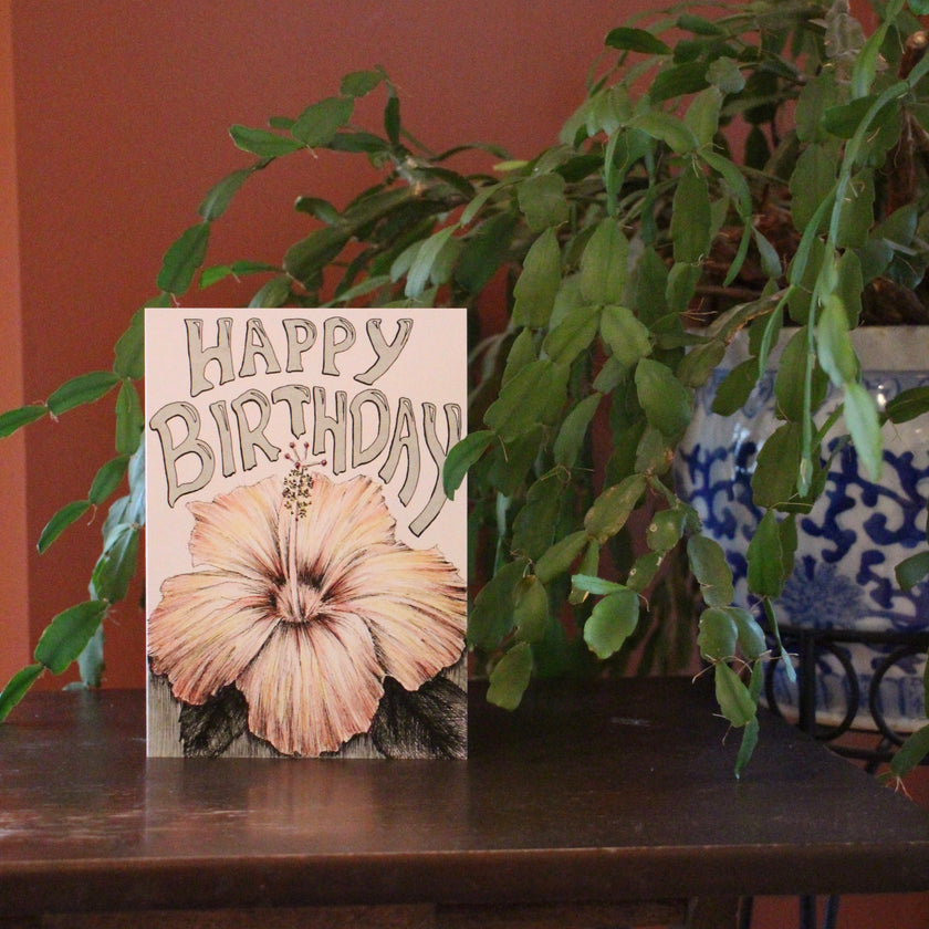 'Happy Birthday' Hibiscus Card