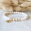 ORION | Bracelet en pierre de rivière, jade blanc et inox