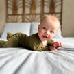 Bamboo Baby Zipper Footed Onesie | Olive