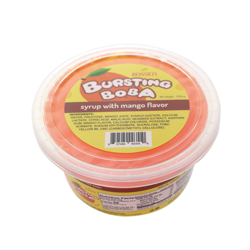 Mango Bursting Boba® | Popping Boba | 490g Mini Tub | 6 Mini Tubs Per Case | 90 Cases Per Pallet | Ships Free Within Canada on Orders Above CAD $199